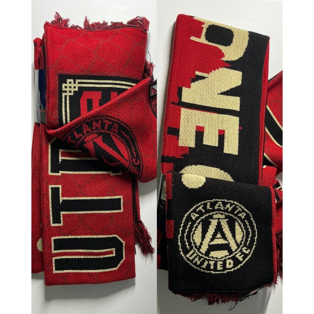 MLS Atlanta United Reversible Scarf Bundle Red Black Gold NWT 2 Piece Set